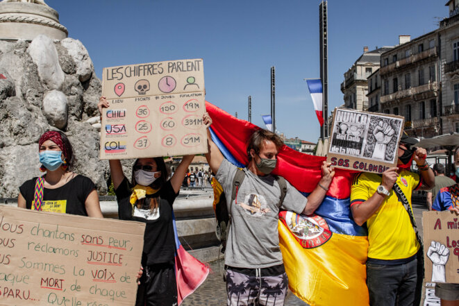 Rassemblement de soutien à la Colombie, Montpellier, le 8 mai 2021. © Samuel Clauzier Rassemblement de soutien à la Colombie, Montpellier, le 8 mai 2021. © Samuel Clauzier