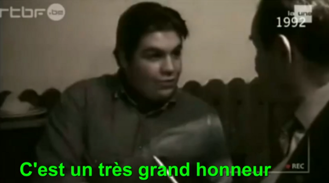Axel Loustau, filmé en 1992, à l'occasion d'une rencontre avec Léon Degrelle, ancien de la Waffen-SS Axel Loustau, filmé en 1992, à l'occasion d'une rencontre avec Léon Degrelle, ancien de la Waffen-SS
