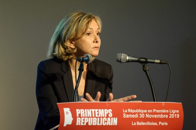 Valérie Pécresse lors d'un meeting du Printemps républicain, en novembre 2019. © Daniel Pier / NurPhoto via AFP Valérie Pécresse lors d'un meeting du Printemps républicain, en novembre 2019. © Daniel Pier / NurPhoto via AFP