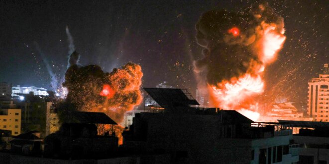 Bombardements des forces israéliennes sur Gaza, le 18 mai. © AFP Bombardements des forces israéliennes sur Gaza, le 18 mai. © AFP