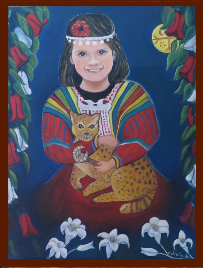 “La Demoiselle à l’Huiña”, huile sur toile, 80x60cm, février 2021 © Ch. Waszilewska “La Demoiselle à l’Huiña”, huile sur toile, 80x60cm, février 2021 © Ch. Waszilewska