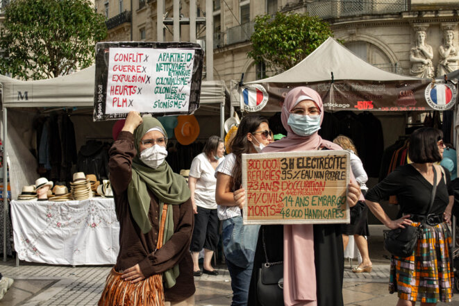 Rassemblement de soutien à la Colombie et à la Palestine, Montpellier, le 29 mai 2021. © Samuel Clauzier Rassemblement de soutien à la Colombie et à la Palestine, Montpellier, le 29 mai 2021. © Samuel Clauzier