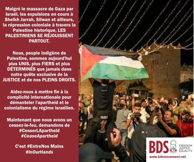 Image d’information éditée par le collectif BDS. Image d’information éditée par le collectif BDS.