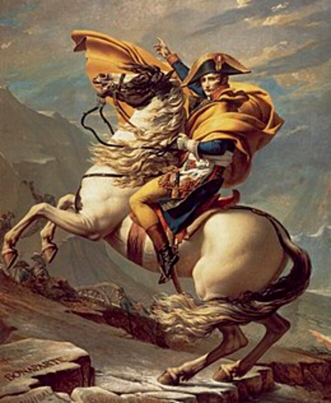 Bonaparte as First Consul crossing the Alps at the Grand Saint Bernard,  David, 1800-3, La Malmaison