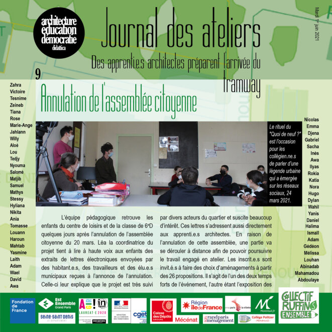 N°9 du Journal des ateliers de Montreuil-sous-bois