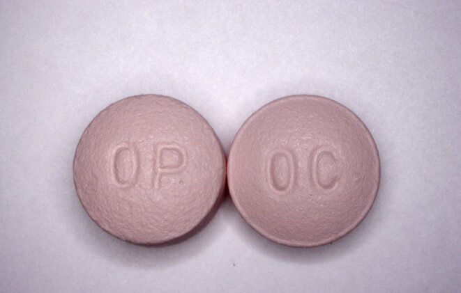 Des pilules d’Oxycontin. © Handout/US DEA/AFP