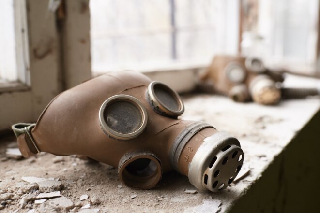 Un masque de protection abandonné sur le site de la centrale de Tchernobyl © Vitaliy Holovin / Corbis Un masque de protection abandonné sur le site de la centrale de Tchernobyl © Vitaliy Holovin / Corbis