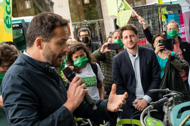 Julien Bayou, en campagne pour les élections régionales à Paris. © Riccardo Milani / Hans Lucas / Hans Lucas via AFP Julien Bayou, en campagne pour les élections régionales à Paris. © Riccardo Milani / Hans Lucas / Hans Lucas via AFP