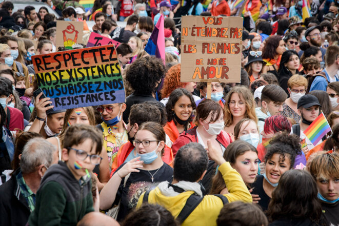 À la marche des fiertés, samedi 26 juin 2021 à Paris © Jacopo Landi / Hans Lucas via AFP