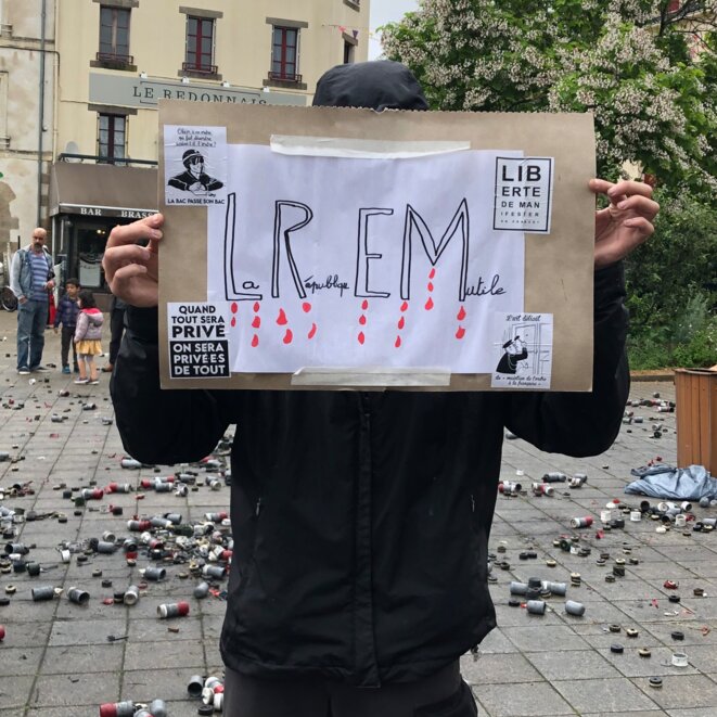 Pascal lors du rassemblement contre les violences policières à Redon (Ille-et-Vilaine), 26 juin 2021. © PP