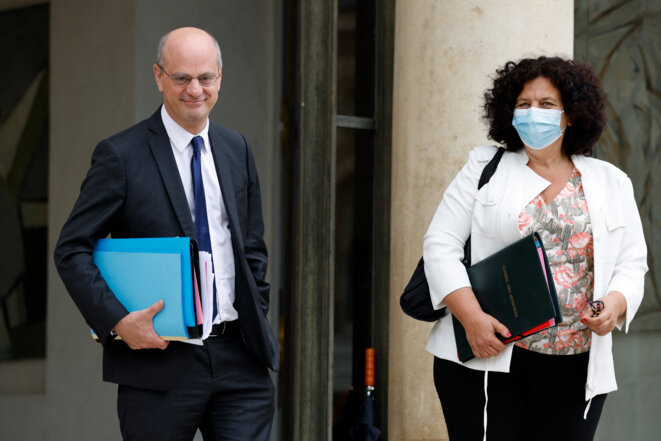 Frédérique Vidal et Jean-Michel Blanquer le 30 juin 2021. © Ludovic MARIN / AFP Frédérique Vidal et Jean-Michel Blanquer le 30 juin 2021. © Ludovic MARIN / AFP