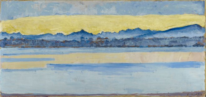 Ferdinand Hodler (1853-1918) Le Lac Léman et le Mont-Blanc à l’aube (octobre) 1917 61 x 128 cm © Musée d'art et d'histoire, Ville de Genève, photographe : Flora Bevilacqua Ferdinand Hodler (1853-1918) Le Lac Léman et le Mont-Blanc à l’aube (octobre) 1917 61 x 128 cm © Musée d'art et d'histoire, Ville de Genève, photographe : Flora Bevilacqua