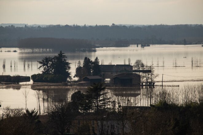 Crue de la Garonne à Marmande (Lot et Garonne) en février 2021. © Jerome Gilles / NurPhoto via AFP