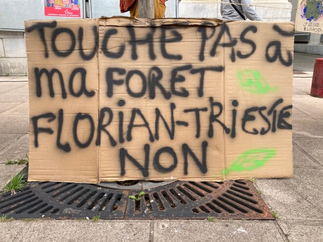 slogan du collectif Touche pas à ma forêt pour les journée de mobilisation contre le projet de méga-scierie Florian à Lannemezan les 29 et 30 mai 2021 slogan du collectif Touche pas à ma forêt pour les journée de mobilisation contre le projet de méga-scierie Florian à Lannemezan les 29 et 30 mai 2021