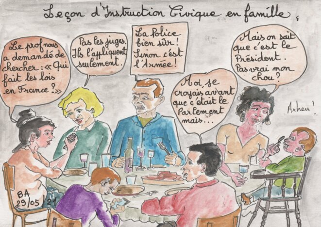 Qui fait les lois en France? Cours d'instruction civique. © BA