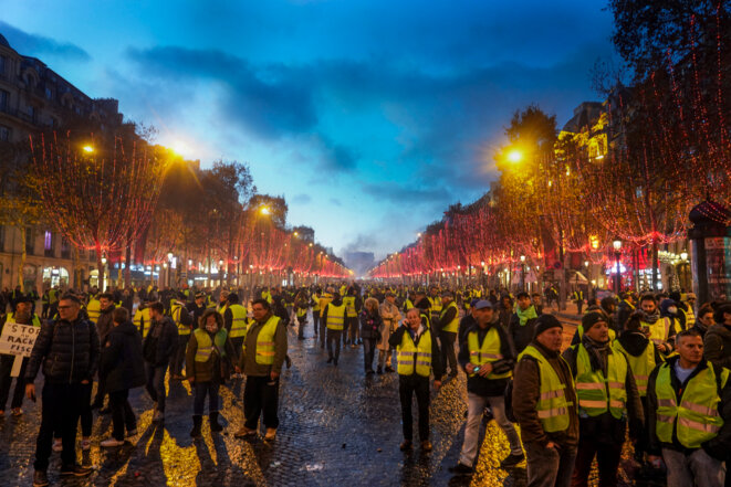 L'acte II des gilets jaunes à Paris, le 24 novembre 2018. © Bénédicte Van der Maar / Hans Lucas via AFP