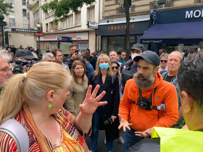 Jérôme Rodrigues, figure des gilets jaunes, lors de leur manifestation anti-passe sanitaire le 17 juillet. © RLS Jérôme Rodrigues, figure des gilets jaunes, lors de leur manifestation anti-passe sanitaire le 17 juillet. © RLS
