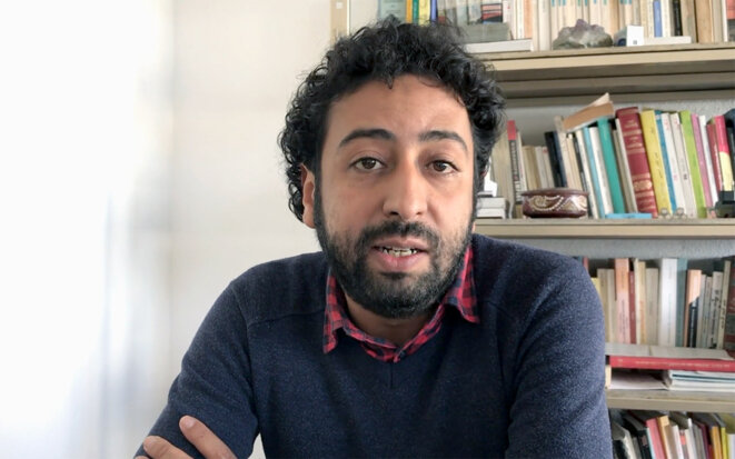 Omar Radi dans un vidéo de de la maison d’édition Openchabab sur le datajournalisme. © Capture d’écran Youtube Omar Radi dans un vidéo de de la maison d’édition Openchabab sur le datajournalisme. © Capture d’écran Youtube