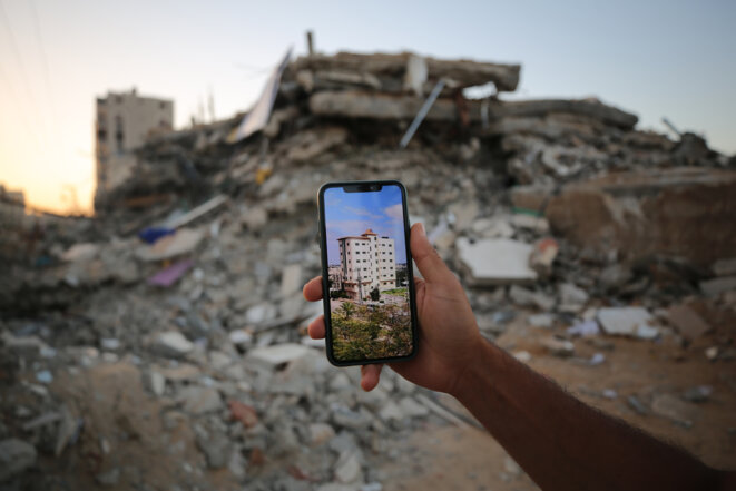 «Avant/après», l'immeuble de 7 étages appartenant à la famille de Yazeed Abu Safieh. © Alice Froussard pour Mediapart «Avant/après», l'immeuble de 7 étages appartenant à la famille de Yazeed Abu Safieh. © Alice Froussard pour Mediapart