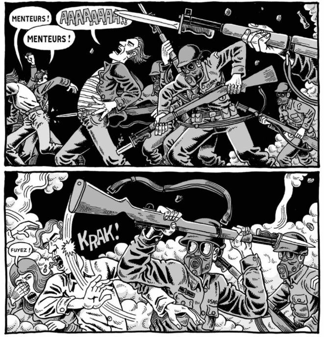 Extrait de "Kent State, quatre morts dans l'Ohio" de Derf Backderf (septembre 2020). © Éditions Çà et là Extrait de "Kent State, quatre morts dans l'Ohio" de Derf Backderf (septembre 2020). © Éditions Çà et là