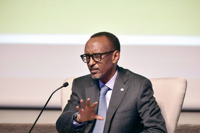 Le président rwandais Paul Kagamé lors d'un événement organisé par la Confédération générale des entreprises de Côte d'Ivoire à Abidjan, en 2019. © Photo Sia Kambou / AFP Le président rwandais Paul Kagamé lors d'un événement organisé par la Confédération générale des entreprises de Côte d'Ivoire à Abidjan, en 2019. © Photo Sia Kambou / AFP