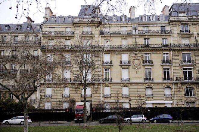 Paris, le 14 février 2012. L’immeuble de l'avenue Foch fait partie des biens considérables amassés en France par Teodorin Obiang. © Photo Eric Feferberg / AFP Paris, le 14 février 2012. L’immeuble de l'avenue Foch fait partie des biens considérables amassés en France par Teodorin Obiang. © Photo Eric Feferberg / AFP