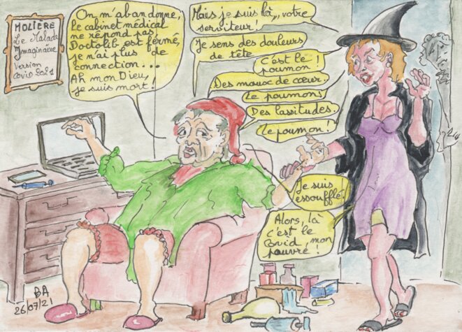 Le malade imaginaire version Covid © BA Le malade imaginaire version Covid © BA