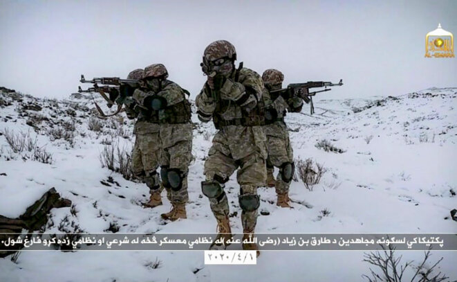 Photo de “l'unité rouge des talibans” publiée par le porte-parole des talibans Zabihullah Mujahid sur Twitter, le 4 avril 2020. © Capture d’écran The Long War Journal