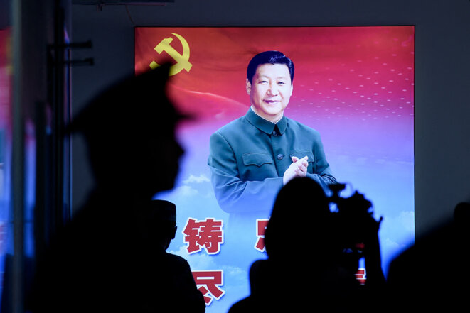 Un portrait du président chinois, Pékin, le 25 septembre 2019. © Photo Zhao Wang / AFP