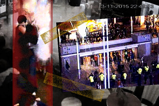 Le 13 novembre 2015, dix terroristes perpétuent le pire attentat commis en France depuis la Seconde Guerre mondiale. © Photomontage Mediapart Le 13 novembre 2015, dix terroristes perpétuent le pire attentat commis en France depuis la Seconde Guerre mondiale. © Photomontage Mediapart