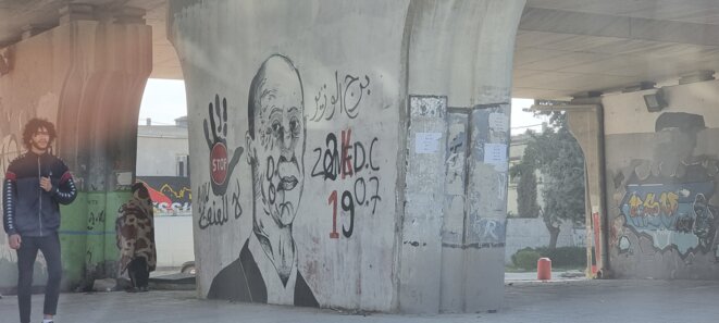 Un graffiti à l’effigie de Kaïs Saïed, à Tunis. © LB / Mediapart Un graffiti à l’effigie de Kaïs Saïed, à Tunis. © LB / Mediapart