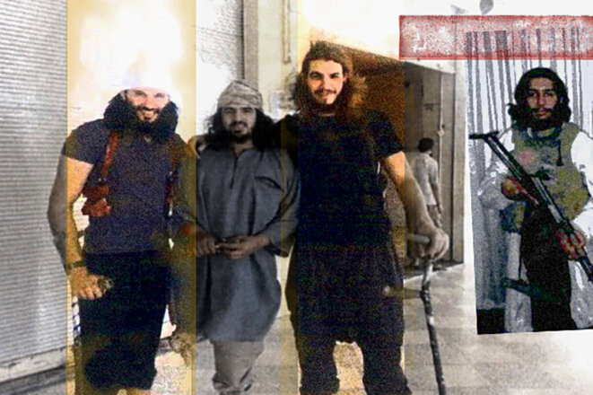 Le convoi de la mort : Foued Mohamed-Aggad, Ismaël Omar Mostefaï et Abdelhamid Abaaoud. © Photomontage Mediapart Le convoi de la mort : Foued Mohamed-Aggad, Ismaël Omar Mostefaï et Abdelhamid Abaaoud. © Photomontage Mediapart