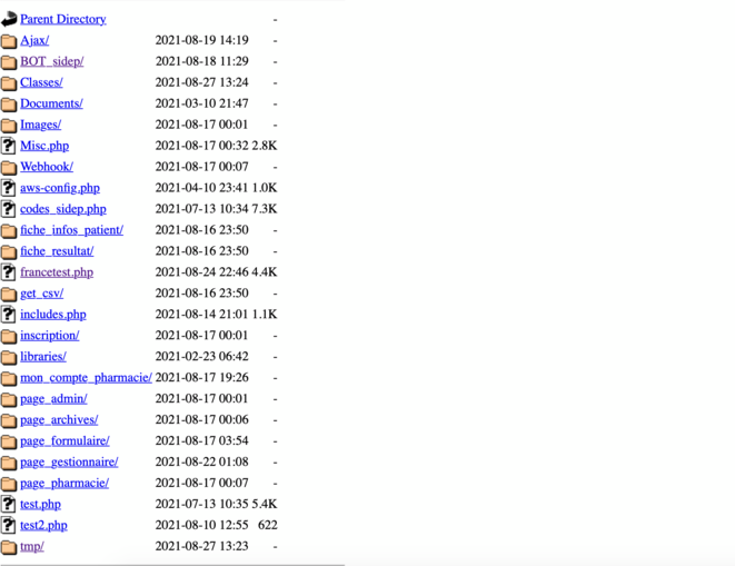 La page Internet “https://francetest.fr/wp-content/plugins/francetest/” au moment de la fuite. © DR La page Internet “https://francetest.fr/wp-content/plugins/francetest/” au moment de la fuite. © DR