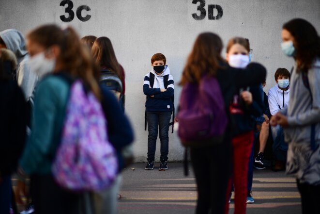 Rentrée des classes en septembre 2020, à Vincennes. © Martin Bureau / AFP