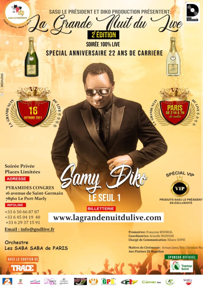 Nuit du live, 22 ans de carrière de Samy Diko © grande nuit du live Nuit du live, 22 ans de carrière de Samy Diko © grande nuit du live