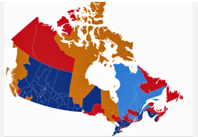 Canada carte des résultats fédérales 20 septembre 2021 © PC Canada carte des résultats fédérales 20 septembre 2021 © PC
