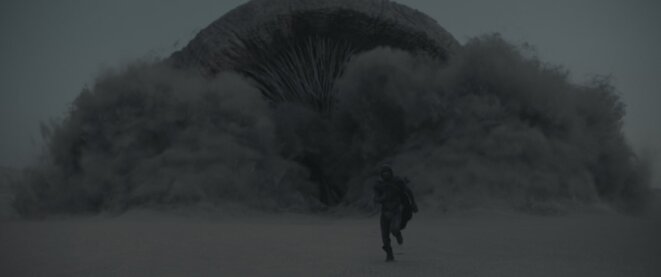 Sur Arrakis, un ver des sables (ou Shai-Hulud) en action (2021, réal. D. Villeneuve Sur Arrakis, un ver des sables (ou Shai-Hulud) en action (2021, réal. D. Villeneuve