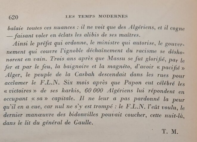 Article des Temps Modernes de novembre 1961 © Les Temps Modernes Article des Temps Modernes de novembre 1961 © Les Temps Modernes