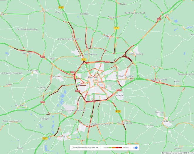 Etat du trafic routier un matin typique d'octobre 2021 Etat du trafic routier un matin typique d'octobre 2021