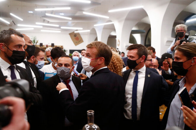 Le chef de l'Etat à Marseille, le 15 octobre 2021. © Guillaume HORCAJUELO / POOL / AFP Le chef de l'Etat à Marseille, le 15 octobre 2021. © Guillaume HORCAJUELO / POOL / AFP