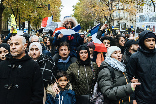 A Paris march protesting against Islamophobia, November 10th 2019. © Photo Karine Pierre / hans Lucas via AFP
