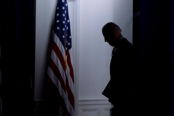 Joe Biden après une allocution sur la vaccination contre le Covid-19 depuis la Maison Blanche, le 21 avril 2021 à Washington. © Photo Brendan Smialowski / AFP