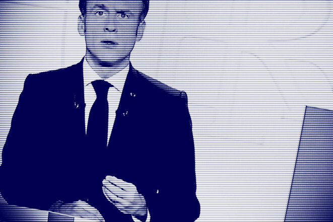 Emmanuel Macron lors de son allocution télévisée, le 9 novembre. © Sébastien Calvet/Mediapart