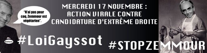 APPEL CE MERCREDI 17 NOVEMBRE : ACTION VIRALE CONTRE LA CANDIDATURE D'ÉRIC ZEMMOUR