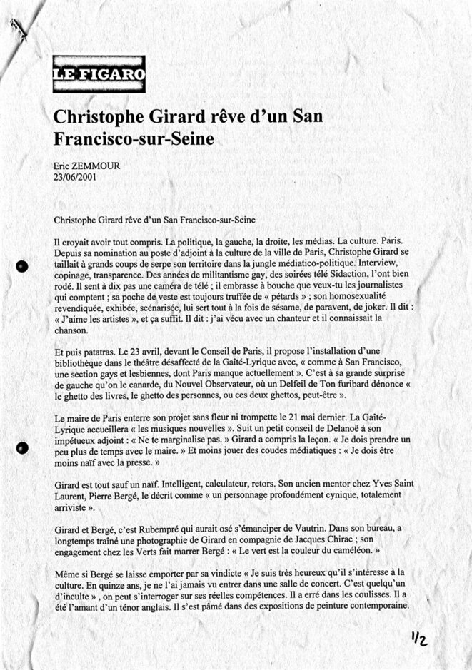 Quand Zemmour m'étrillait et Bergé ne m'aimait plus...