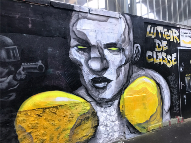 Portrait du boxeur Christophe Dettinger pendant le mouvement des "gilets jaunes", à Paris, en 2019. (JL)