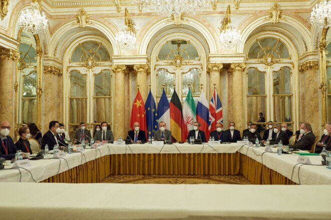 La reprise des négociations sur le nucléaire iranien à Vienne (Autriche), le 29 novembre. © Photo EU Vienna Delegation / Anadolu Agency via AFP La reprise des négociations sur le nucléaire iranien à Vienne (Autriche), le 29 novembre. © Photo EU Vienna Delegation / Anadolu Agency via AFP