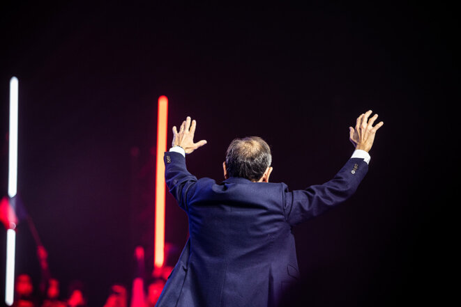 Éric Zemmour lors de son meeting à Villepinte, le 5 décembre 2021. © Photo Sébastien Calvet/Mediapart Éric Zemmour lors de son meeting à Villepinte, le 5 décembre 2021. © Photo Sébastien Calvet/Mediapart