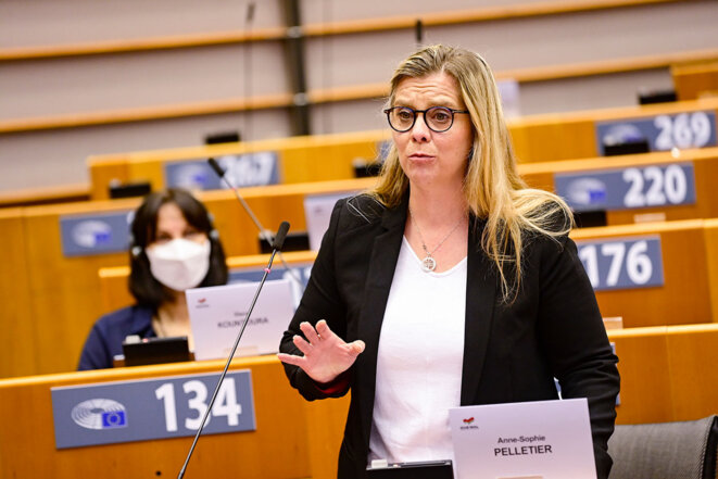 Anne-Sophie Pelletier lors d’une session plénière au Parlement européen à Bruxelles, en septembre 2020. © Photo Laurie Dieffembacq / Parlement Européen