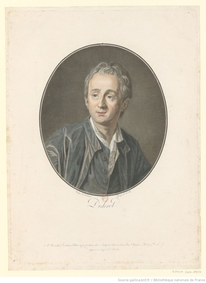 Denis Diderot (1713-1784). Estampe de Louis Michel Van Loo, 1793, Paris, BNF. Source: www.gallica.bnf.fr